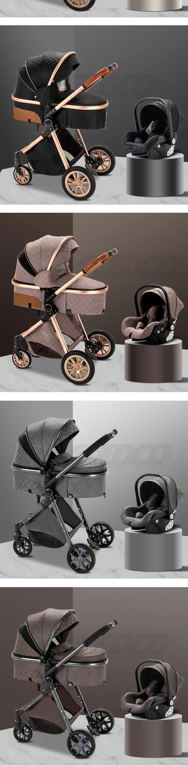 3 in 1 Baby Stroller Easy Folding