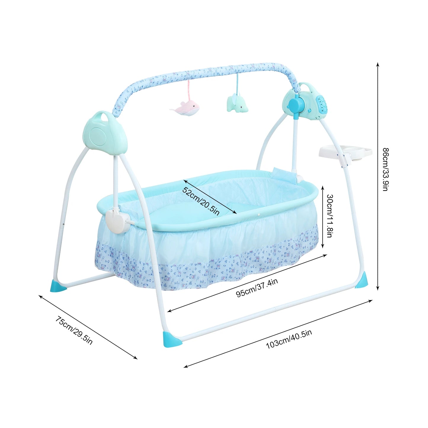 Infant Swing with 12 Built-in Music Tracks, Mosquito Net, Soft Pillow, and Thick Mattress