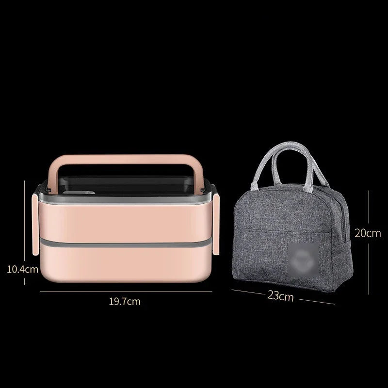 Stainless Steel Lunch Box with Thermal Bag Double Compartment