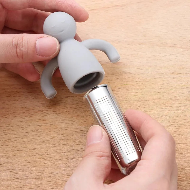 Creative Little Man Shape Silicone Stainless Steel Tea Infuser