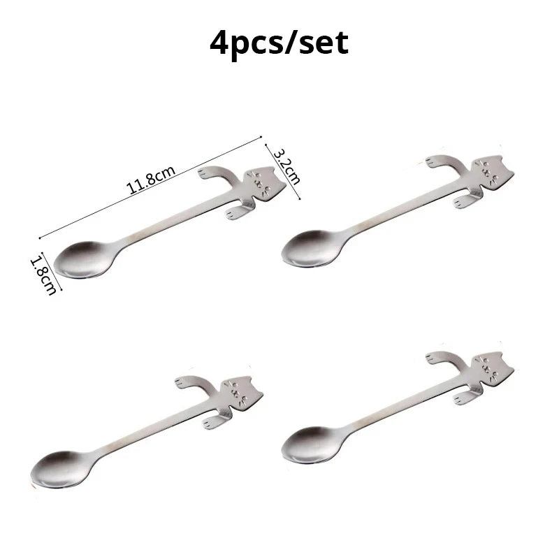 4pcs/set Stainless Steel Mini Cat Kitten Design