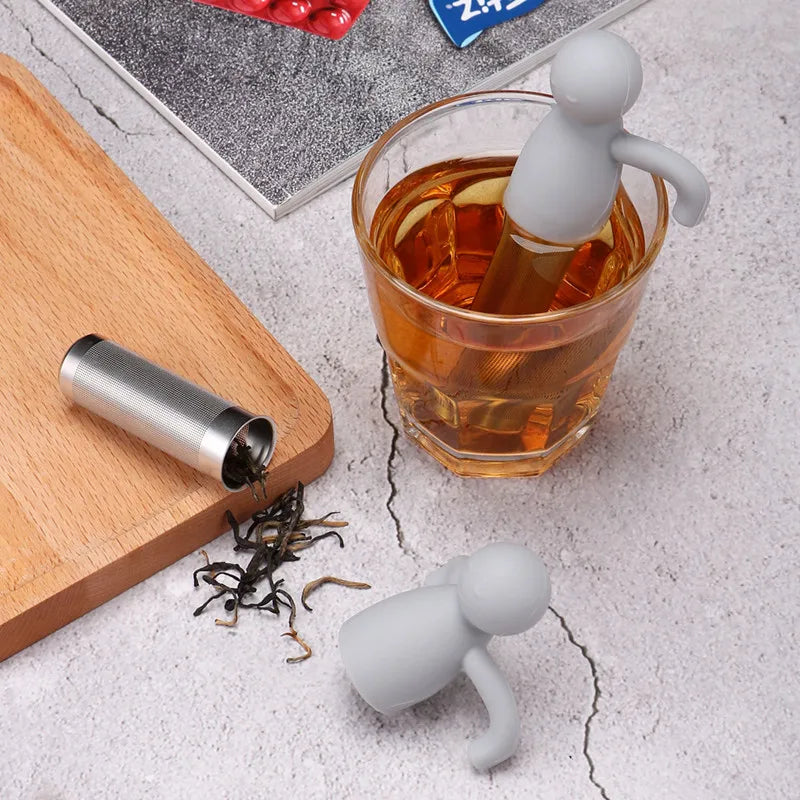 Creative Little Man Shape Silicone Stainless Steel Tea Infuser