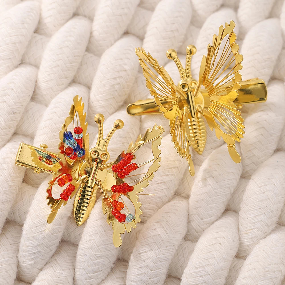 2pcs/set Metal Clip Move Simulation Butterfly