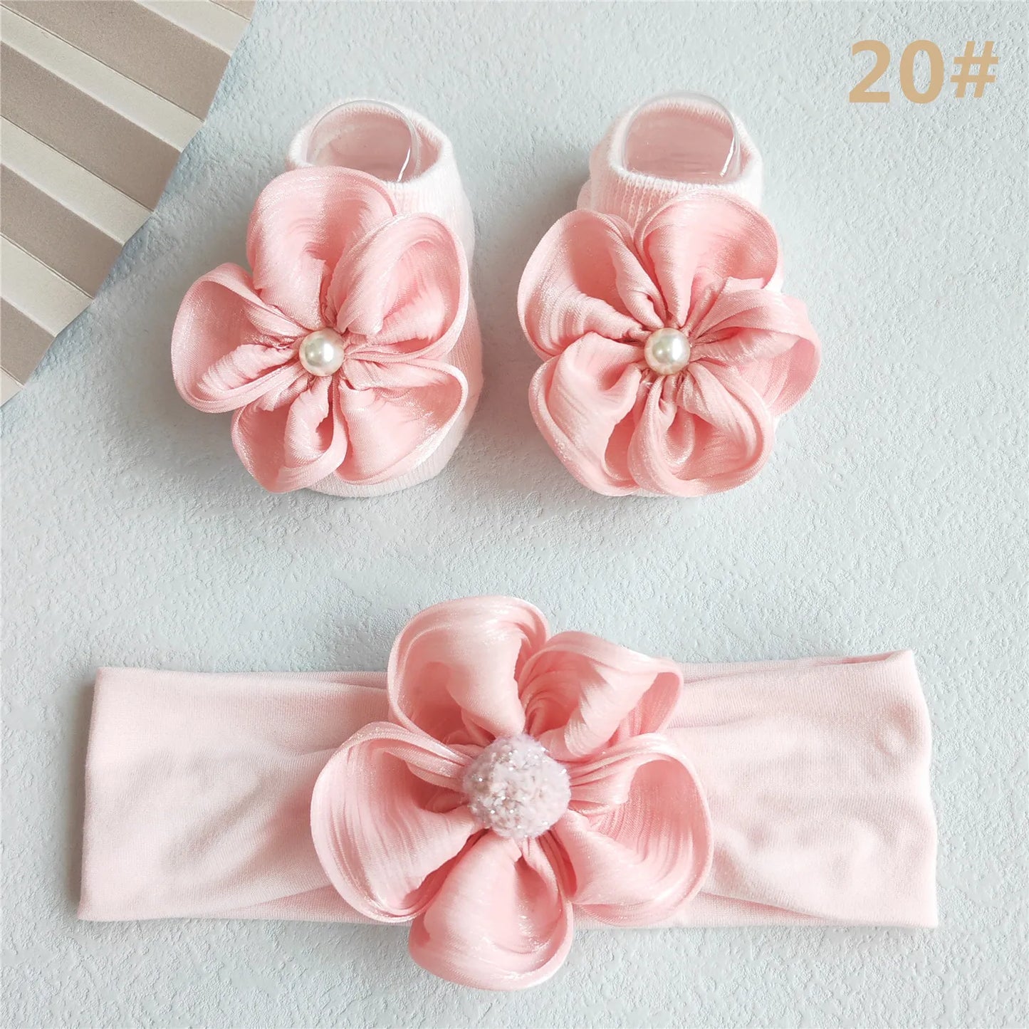 2Pcs/Set Lace Flower Baby Girl Headband Socks