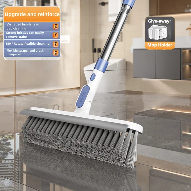 V-Shaped Gap Cleaning Brush with Squeegee Long Handle