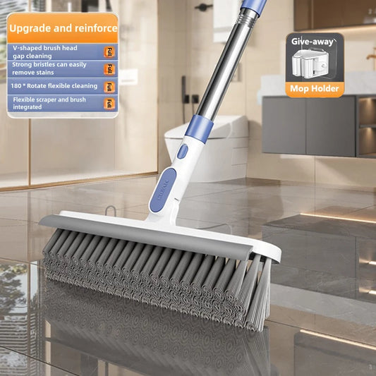 V-Shaped Gap Cleaning Brush with Squeegee Long Handle