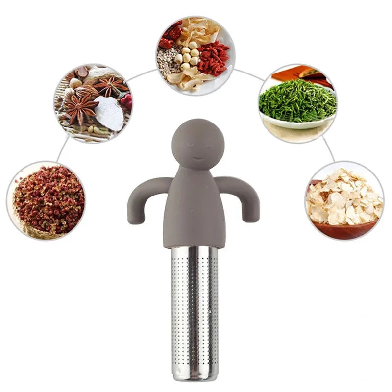 Creative Little Man Shape Silicone Stainless Steel Tea Infuser