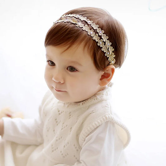 Princess Baby Headband Gold Silver Floral