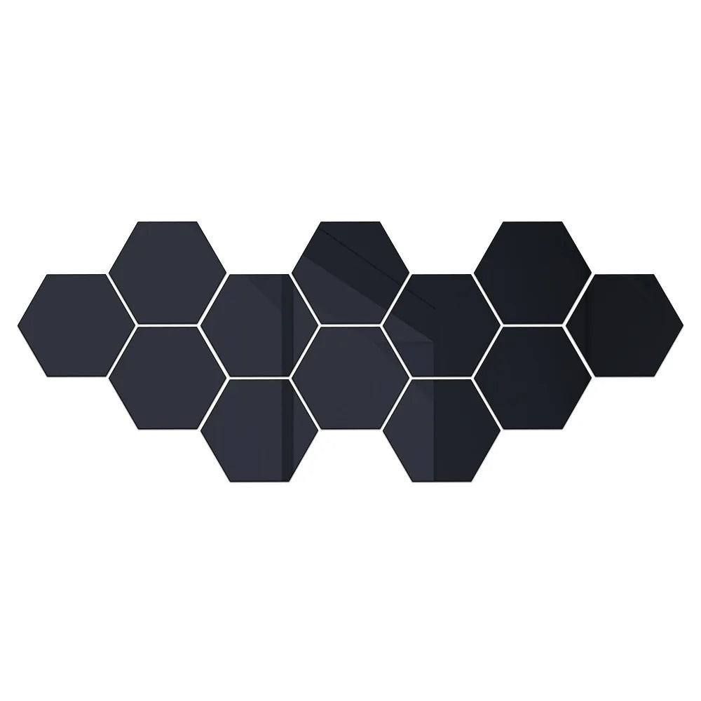 6/12pcs 3D Mirror Wall Sticker Hexagon