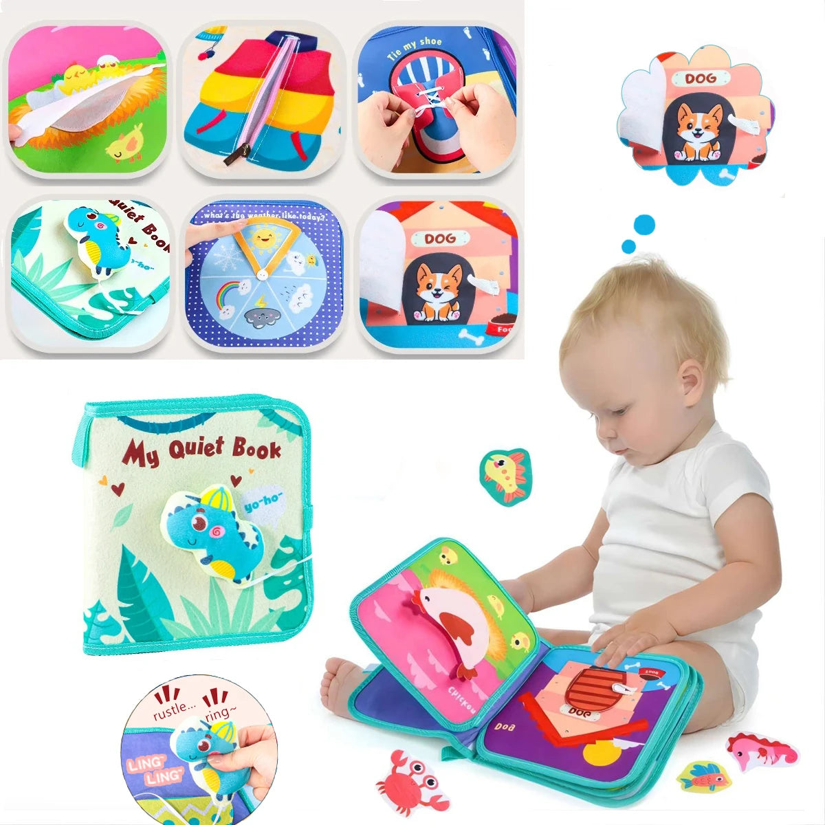 Quiet Book Sensory Educational Travel Toy for 1 2 3 Year Old