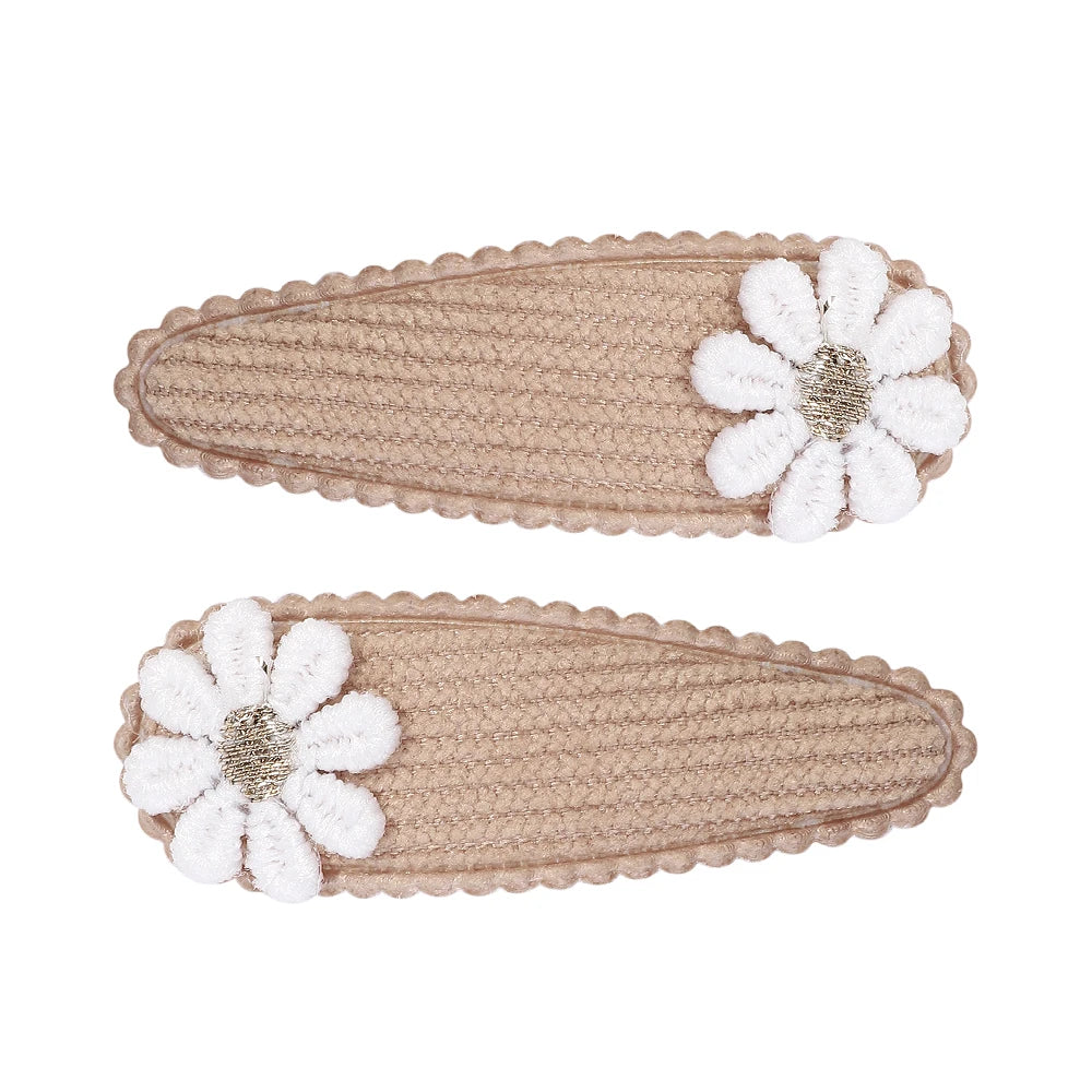 10Pcs Lovely Cloth Hair Clip Flower Embroidery