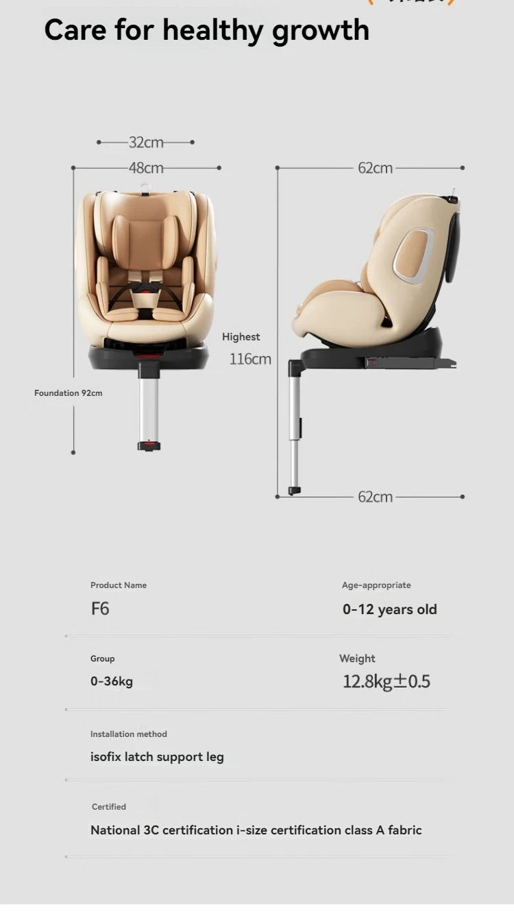 Child safety seat 0-12 years old, 360° rotation