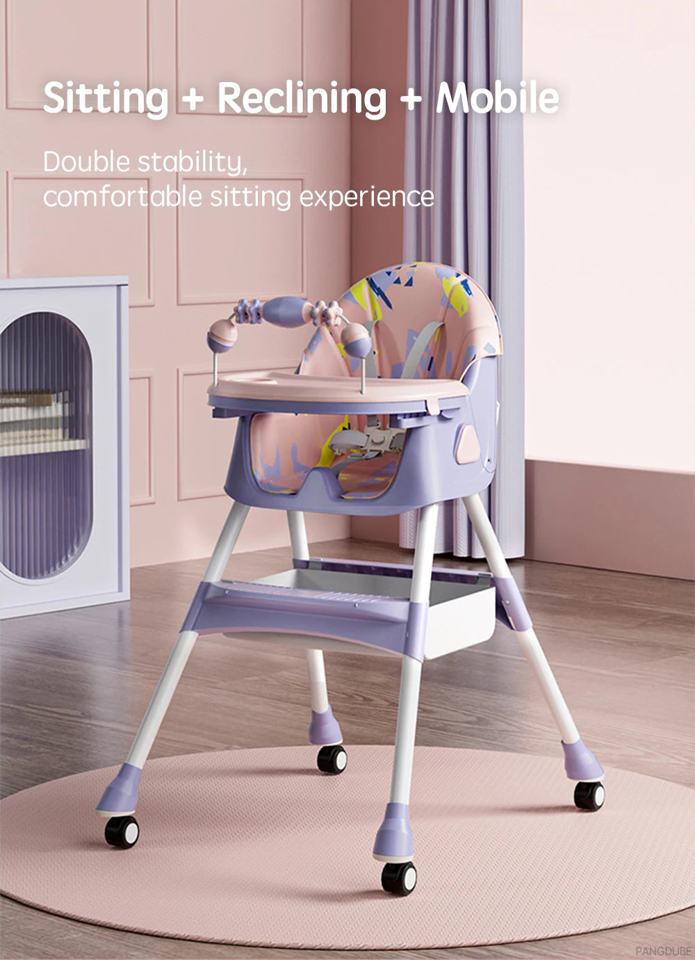 Foldable Baby High Chair Reclining