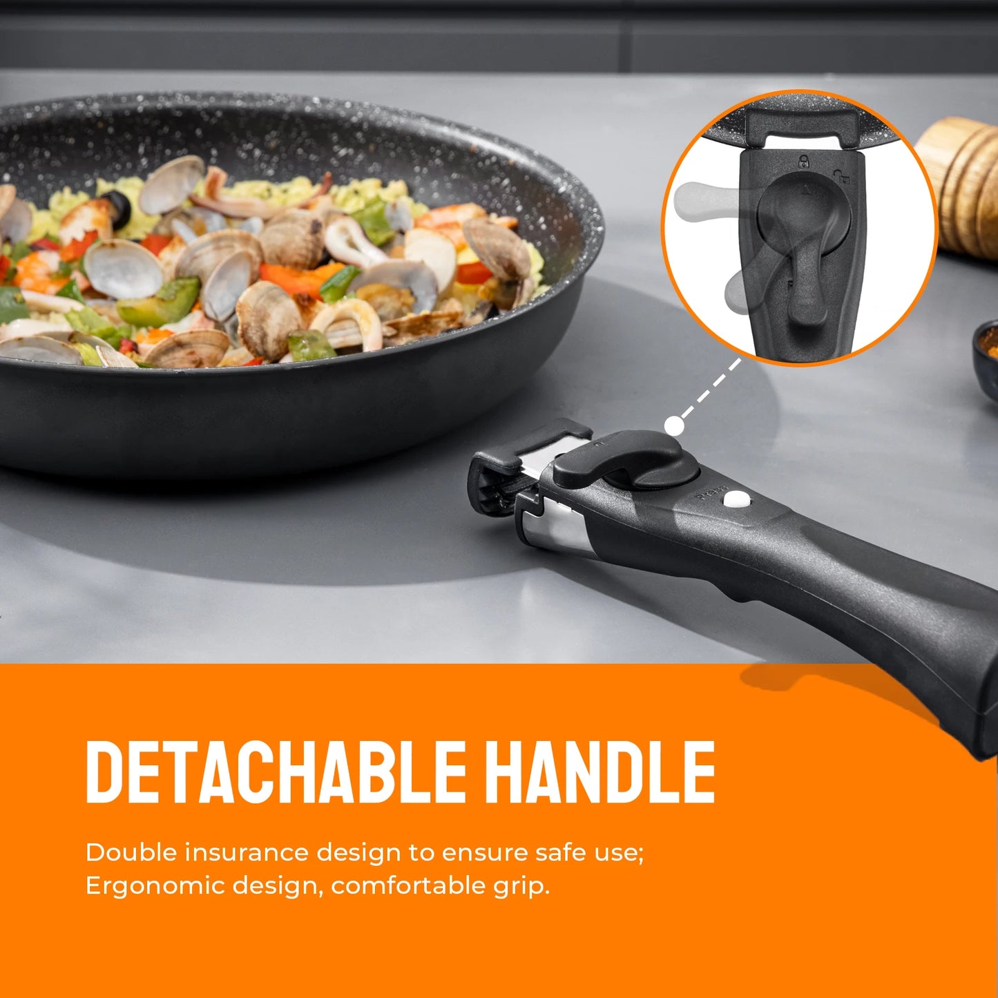 Non Stick Frying Pan with Removable Handle