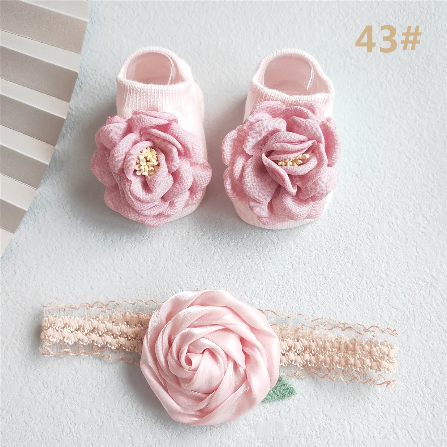 2Pcs/Set Lace Flower Baby Girl Headband Socks