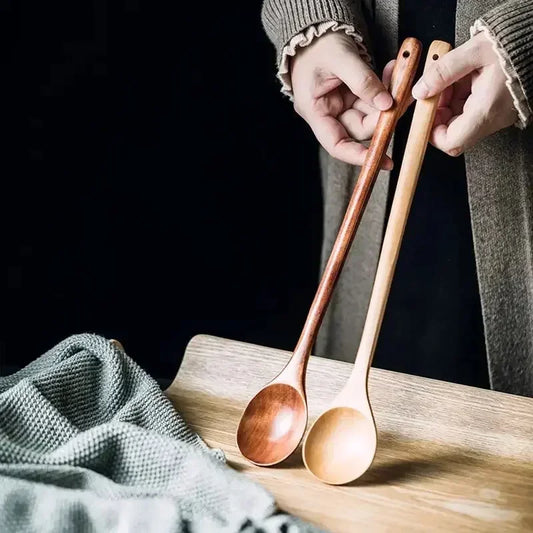 Long Wooden Stirring Spoon Natural Wood