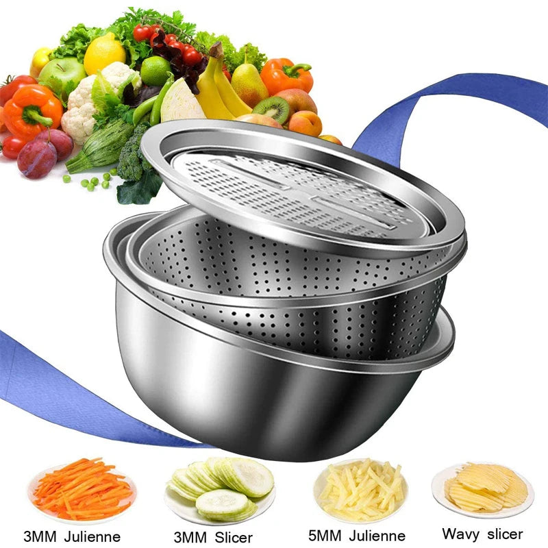 3 In 1 Vegetable Slicer Cutter Drain Baske