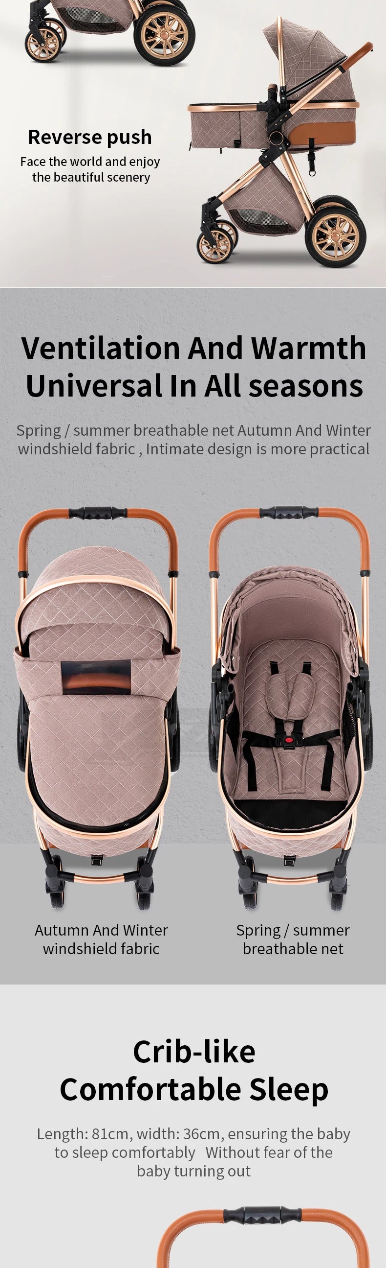 3 in 1 Baby Stroller Easy Folding