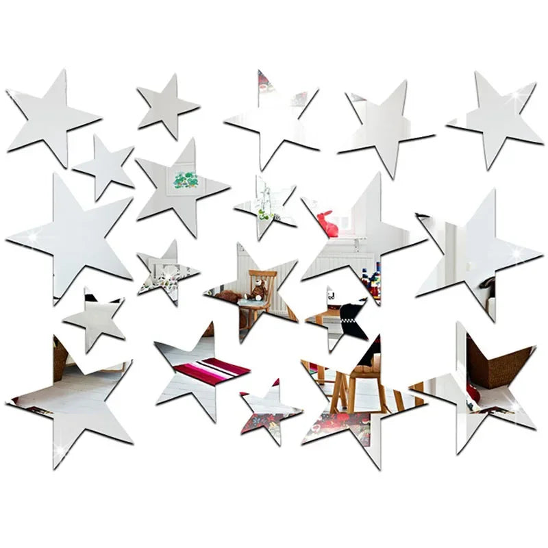 20/42pcs Star Mirror Wall Sticker