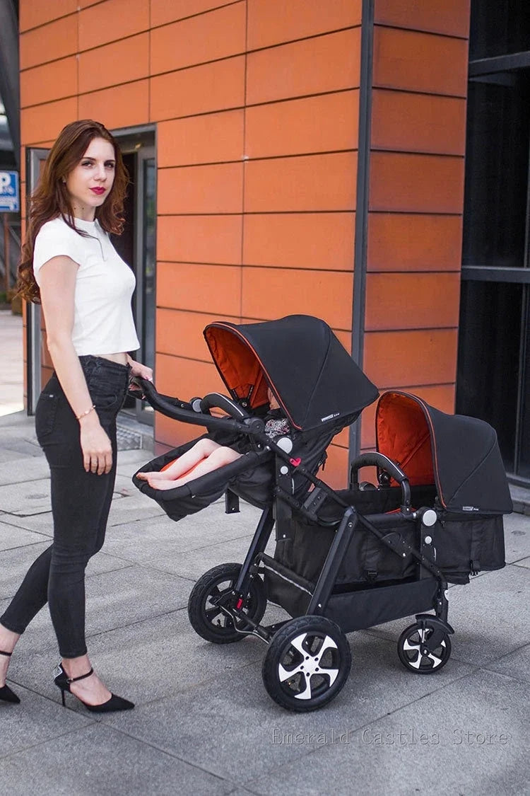 New Twins Baby Stroller with Four Wheels for Easy Mobility