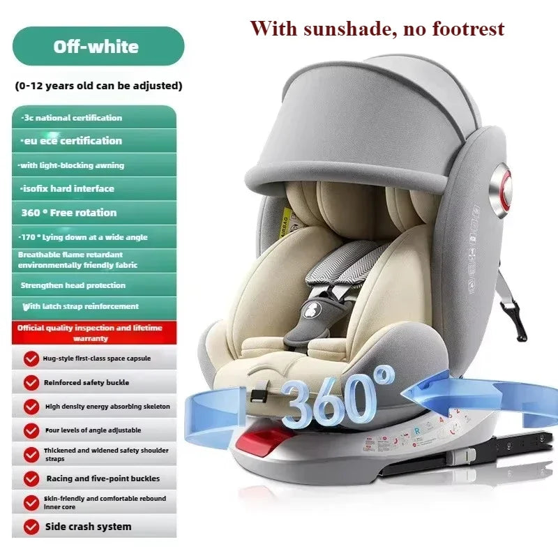 360° Rotating Child Car Safety Seat 0-12 Years Old