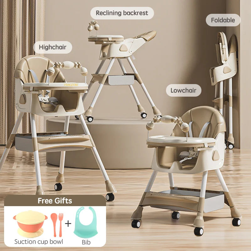 Foldable Baby High Chair Reclining