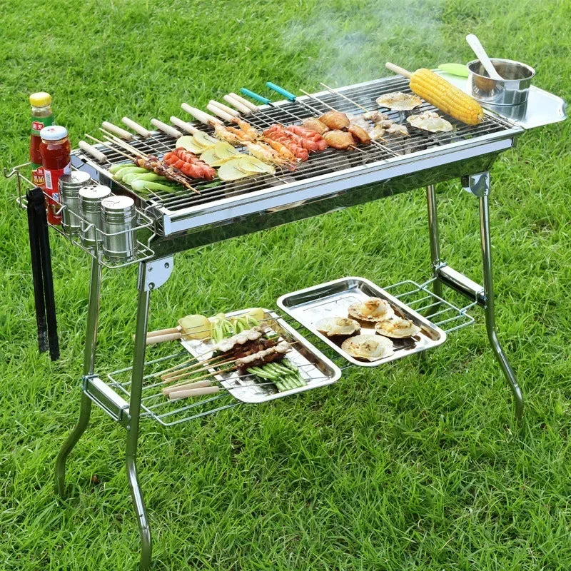 Household Barbecue Outdoor Thickened Stainless Steel Grill BBQ