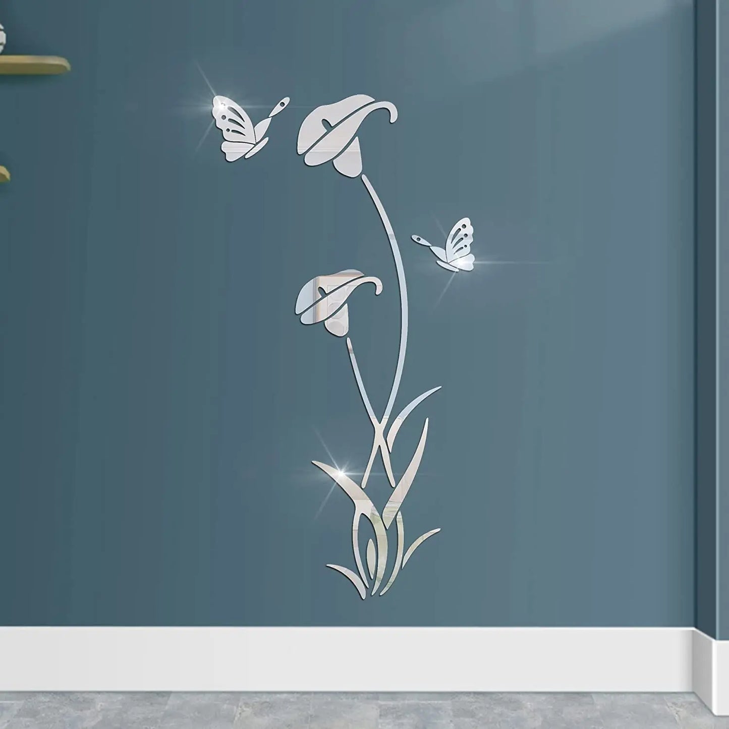 3D Mirror Flower Wall Sticker Large