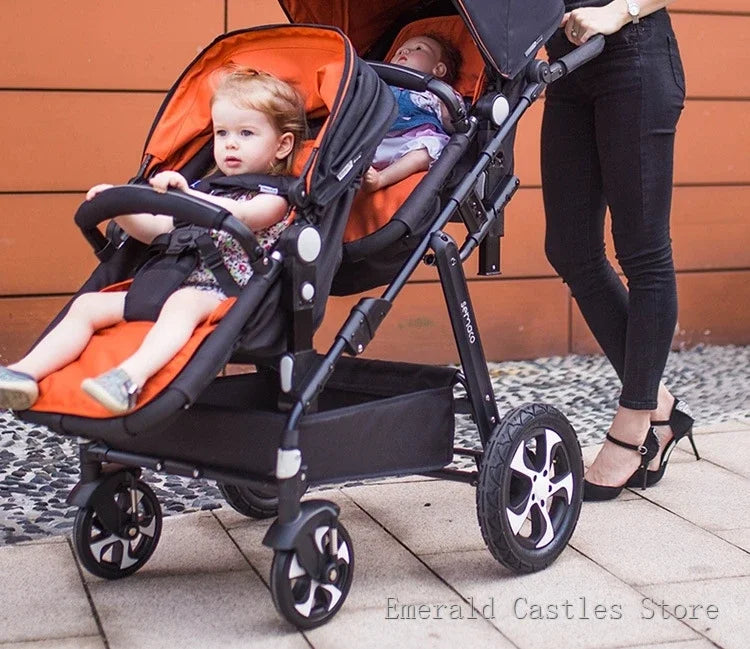 New Twins Baby Stroller with Four Wheels for Easy Mobility