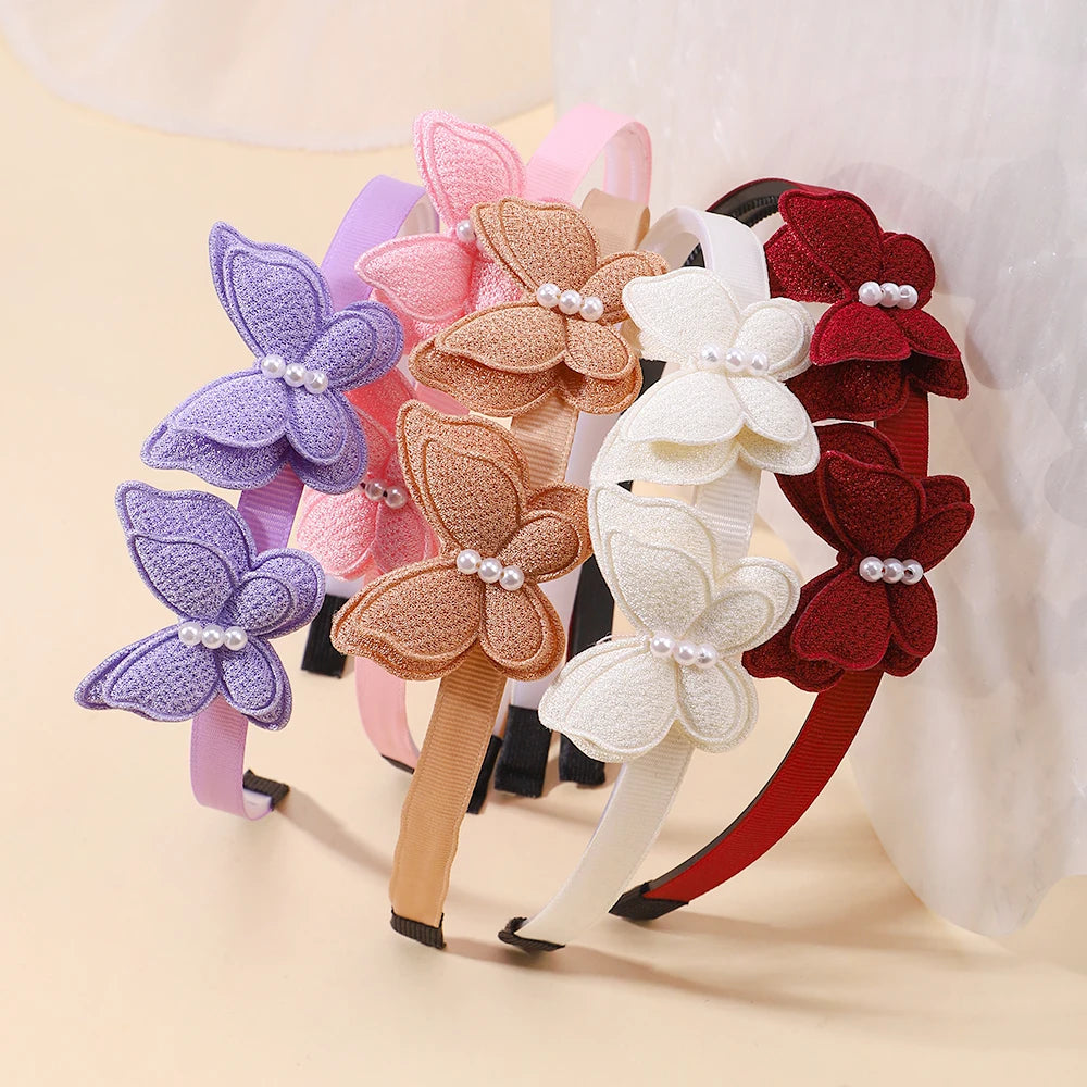 1Pcs Cute Girl Butterfly Hairband Simulated Pearl