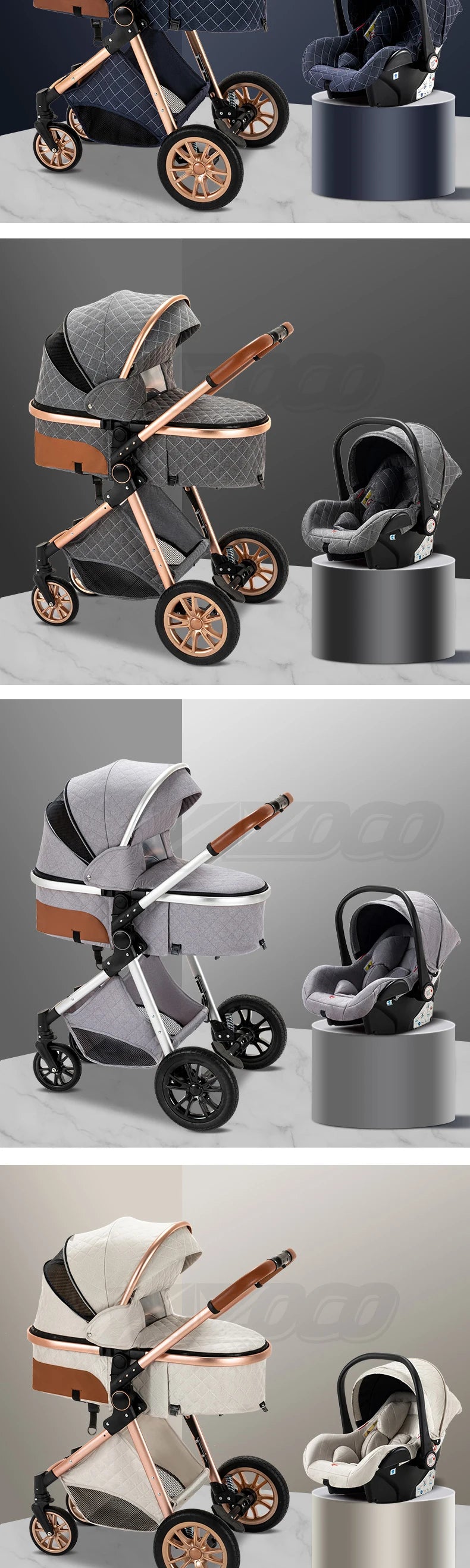 3 in 1 Baby Stroller Easy Folding