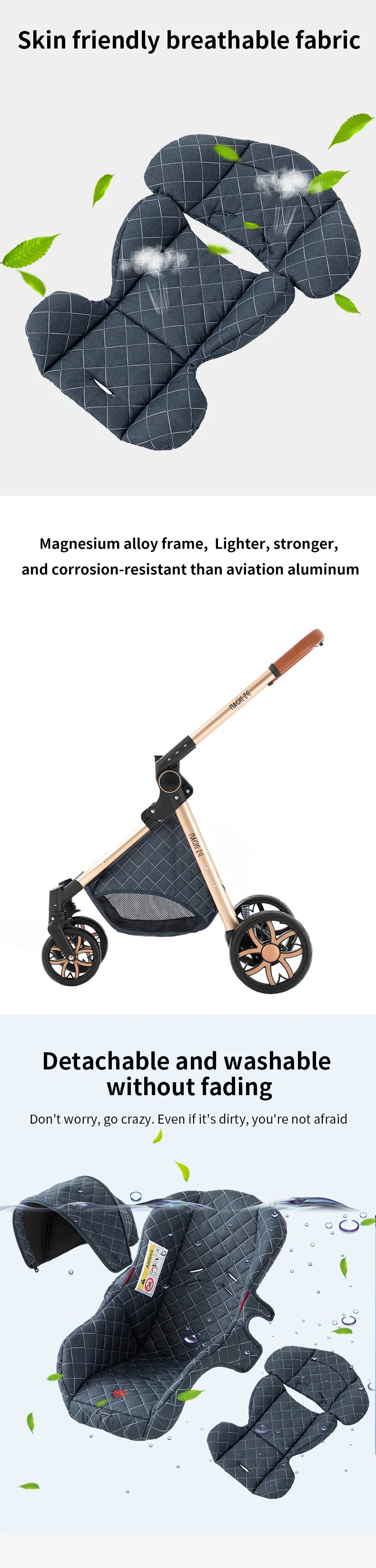 Baby Carriage 3 IN 1 Portable Travel Pram