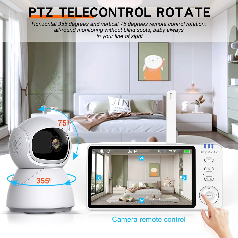 5"IPS Video Baby Monitor With Pan Tilt