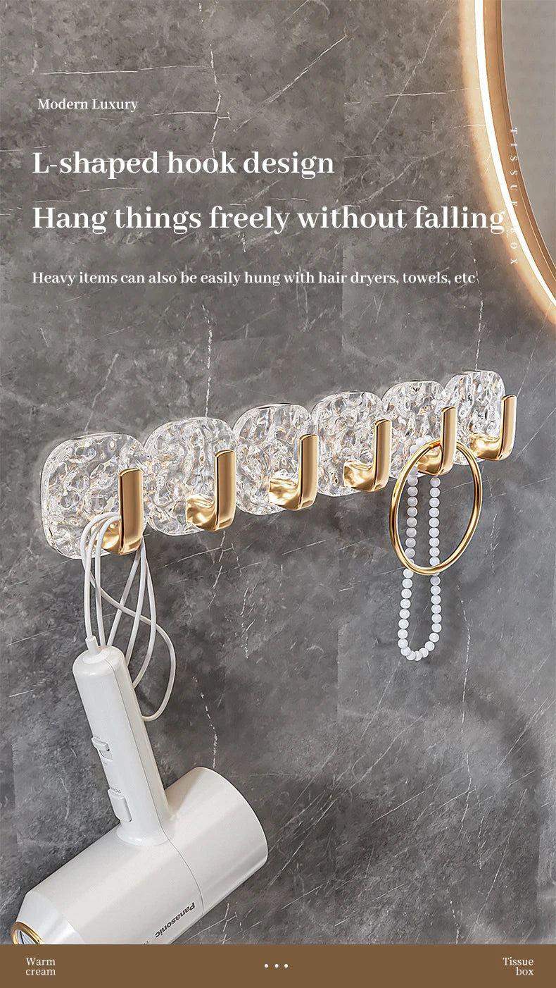 1pc Light Luxury Free Punching Transparent Row Hook