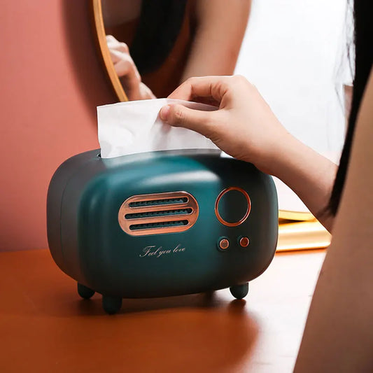 Retro Radio Model Tissue Box Desktop Paper Holder