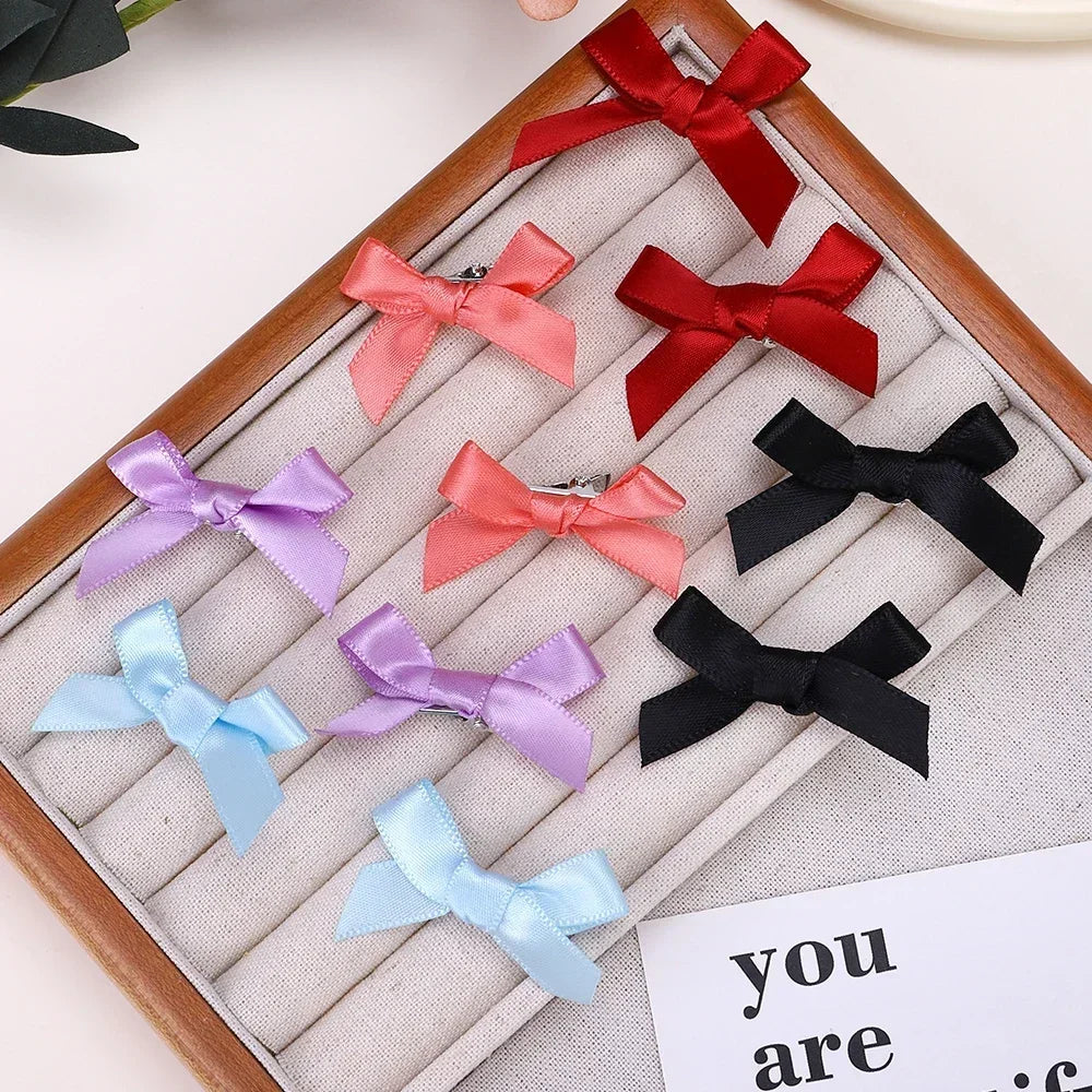 24Pcs Girls Bows Mini Hair Clips  Handmade