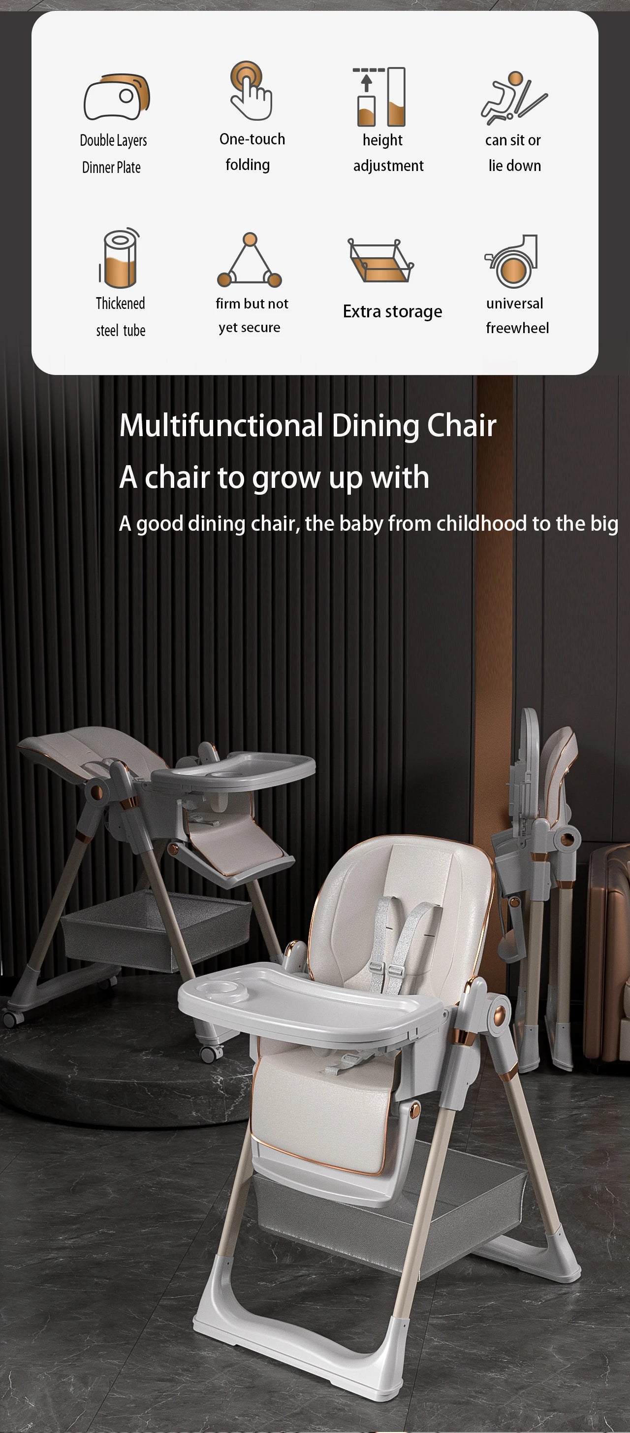 Baby Feeding Table Chair with Wheels