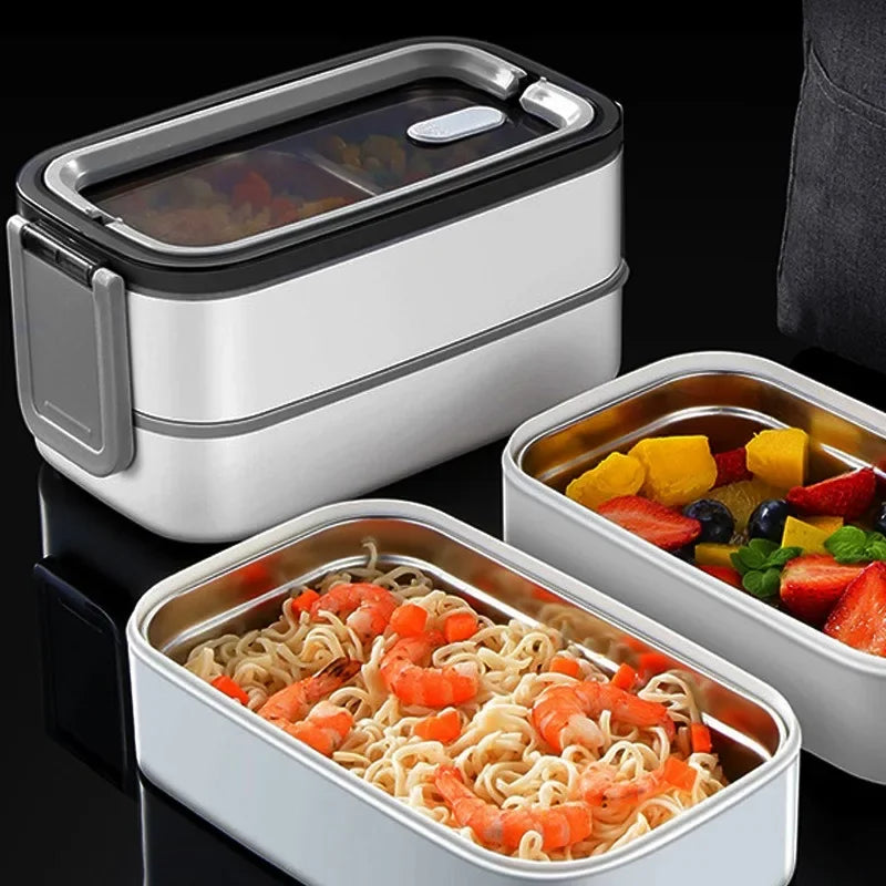 Stainless Steel Lunch Box with Thermal Bag Double Compartment