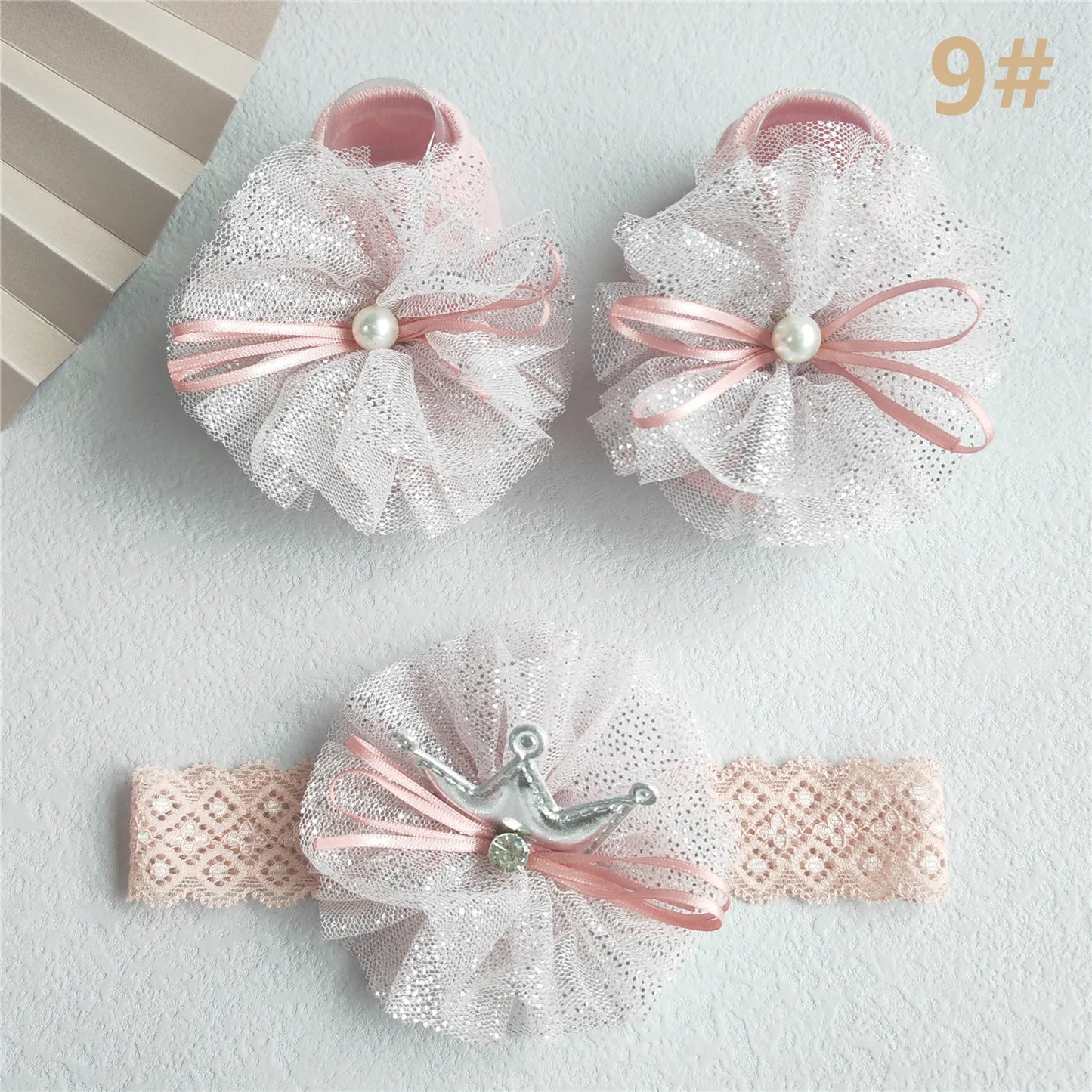 2Pcs/Set Lace Flower Baby Girl Headband Socks