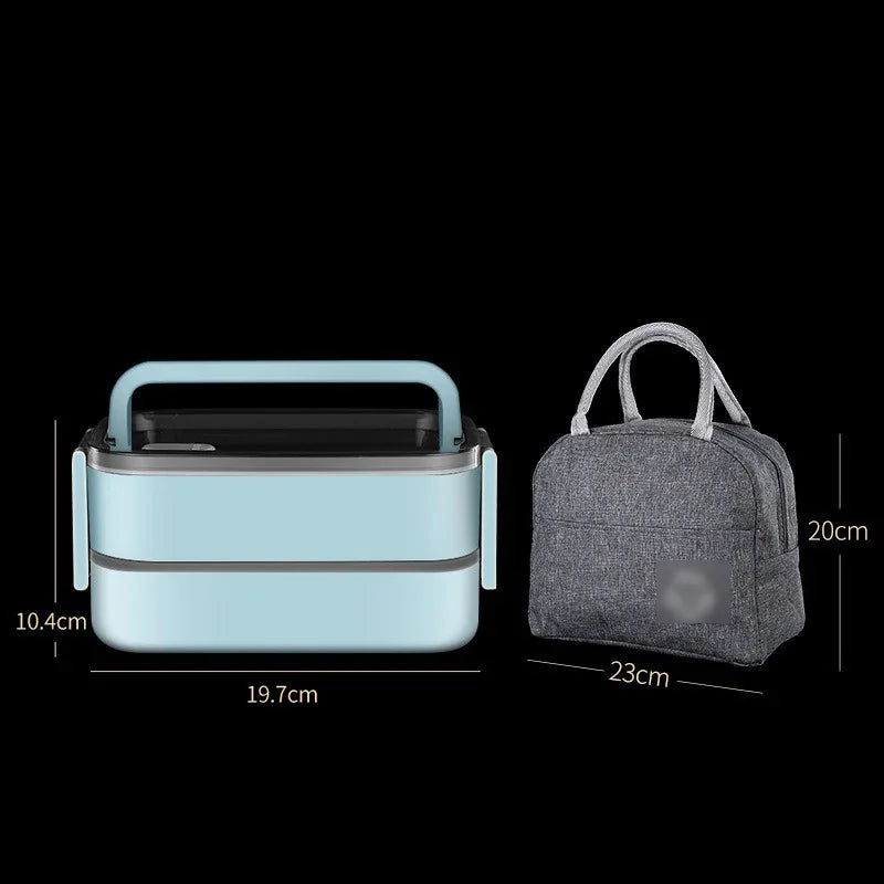 Stainless Steel Lunch Box with Thermal Bag Double Compartment