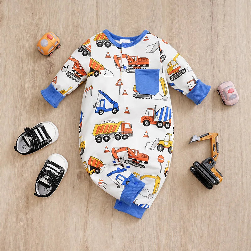 2Pcs Baby Long Sleeved Jumpsuit Spring Round Neck