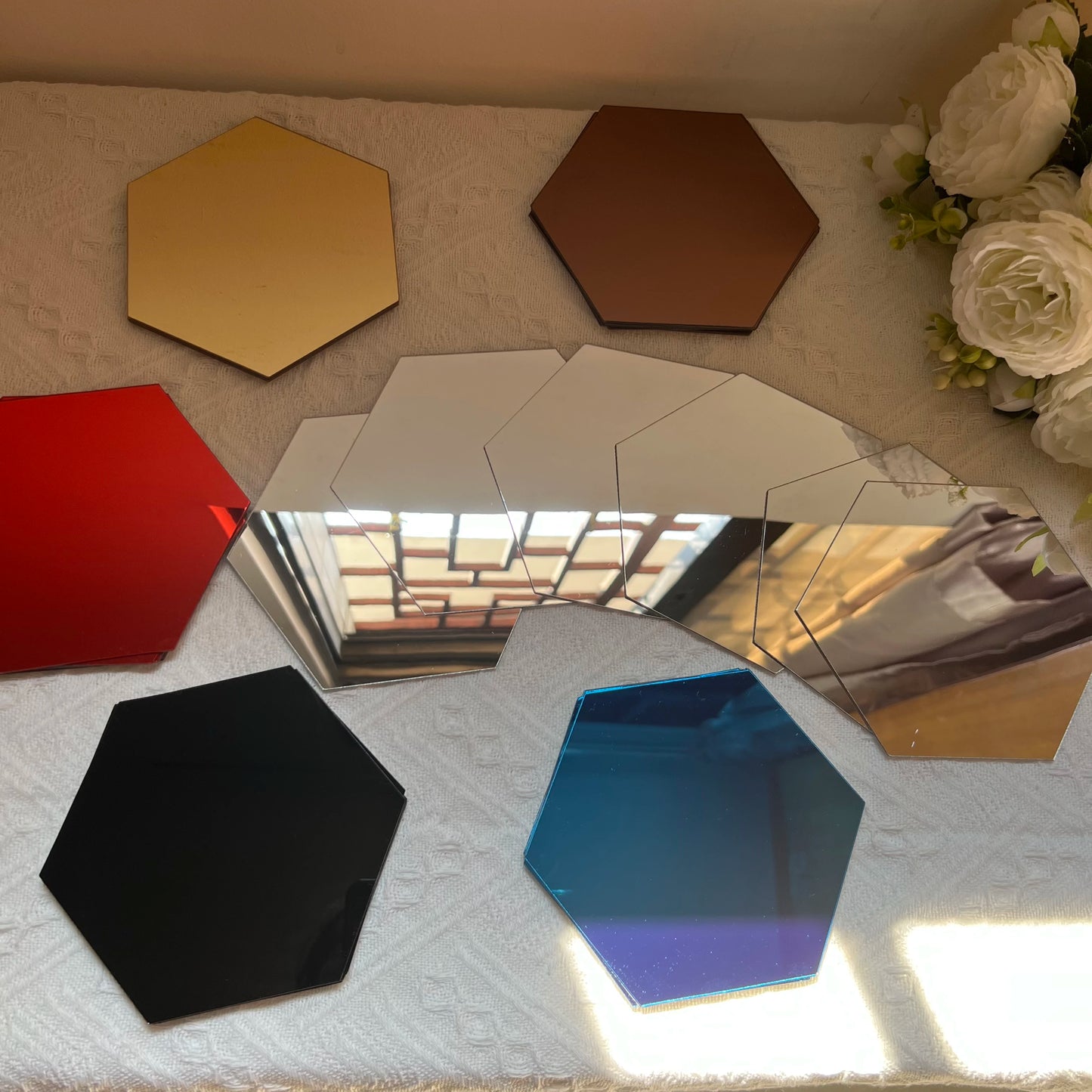 6/12pcs 3D Mirror Wall Sticker Hexagon