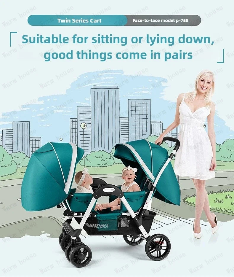 New Front and Rear Seat Twin Stroller Foldable