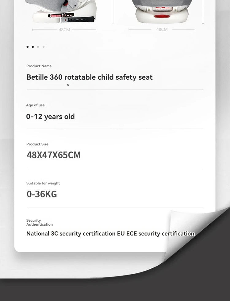 360-degree rotating child safety seat 0-12 years old