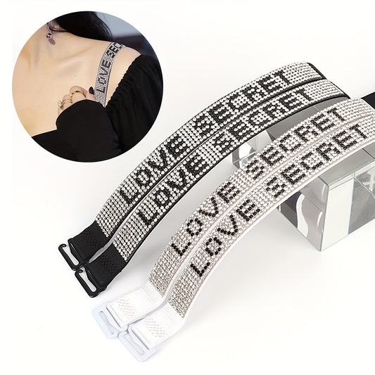 2/4/6pcs Sexy Multicolor Letter Rhinestone Strap Bra Shoulder Strap Bra