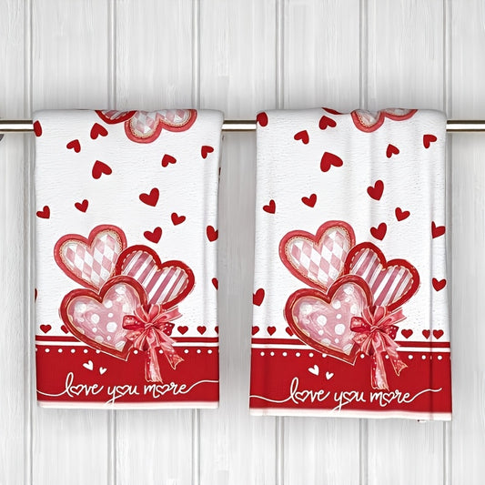 Set 2 Prosoape Microfibră Ultra-Soft cu Design Inimă și Fundiță