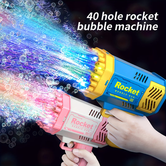 40-Hole Kids Bubble Blower Machine with LED Lights