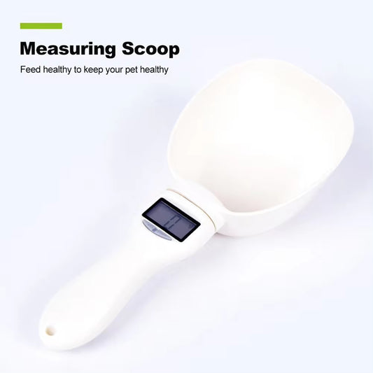 Digital Pet Food Scale with Measuring Spoon for Dogs and Cats - Electronic Weighing Tool with Volume Display