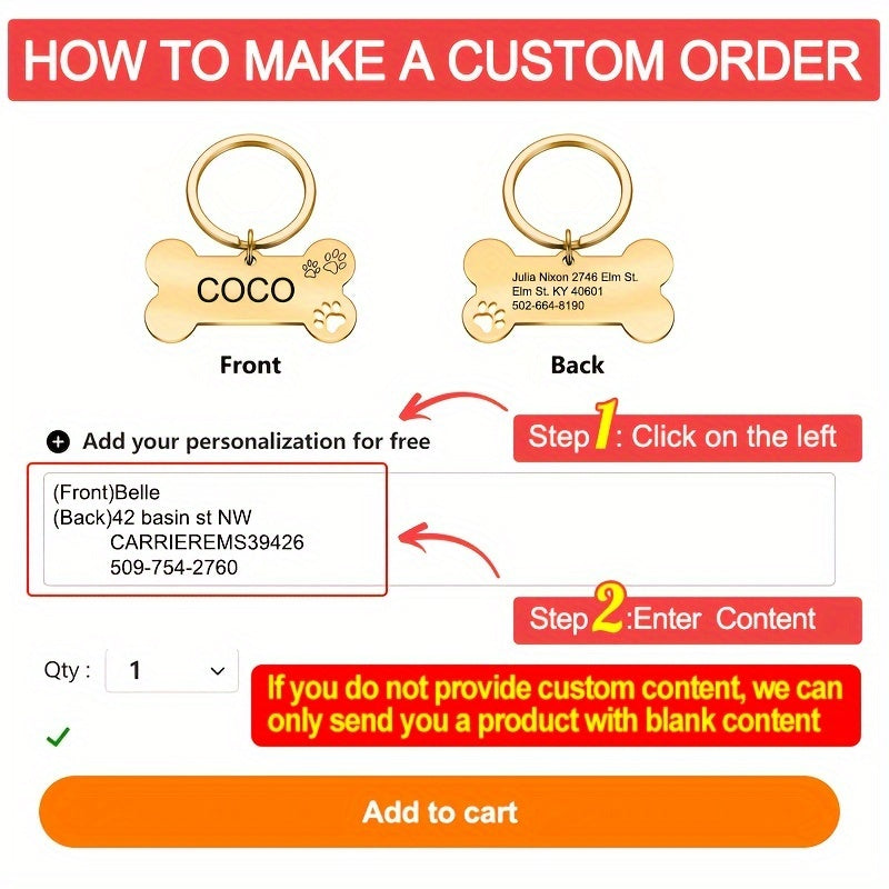Customized Pet Tag [golden/Silvery]-C3