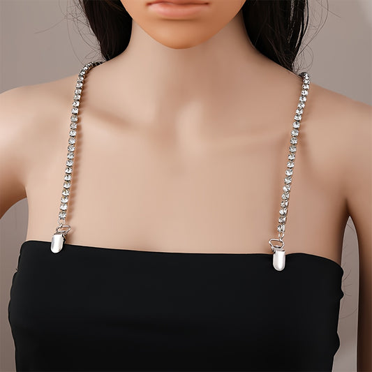 Elegant Rhinestone & Faux Pearl Shoulder Strap